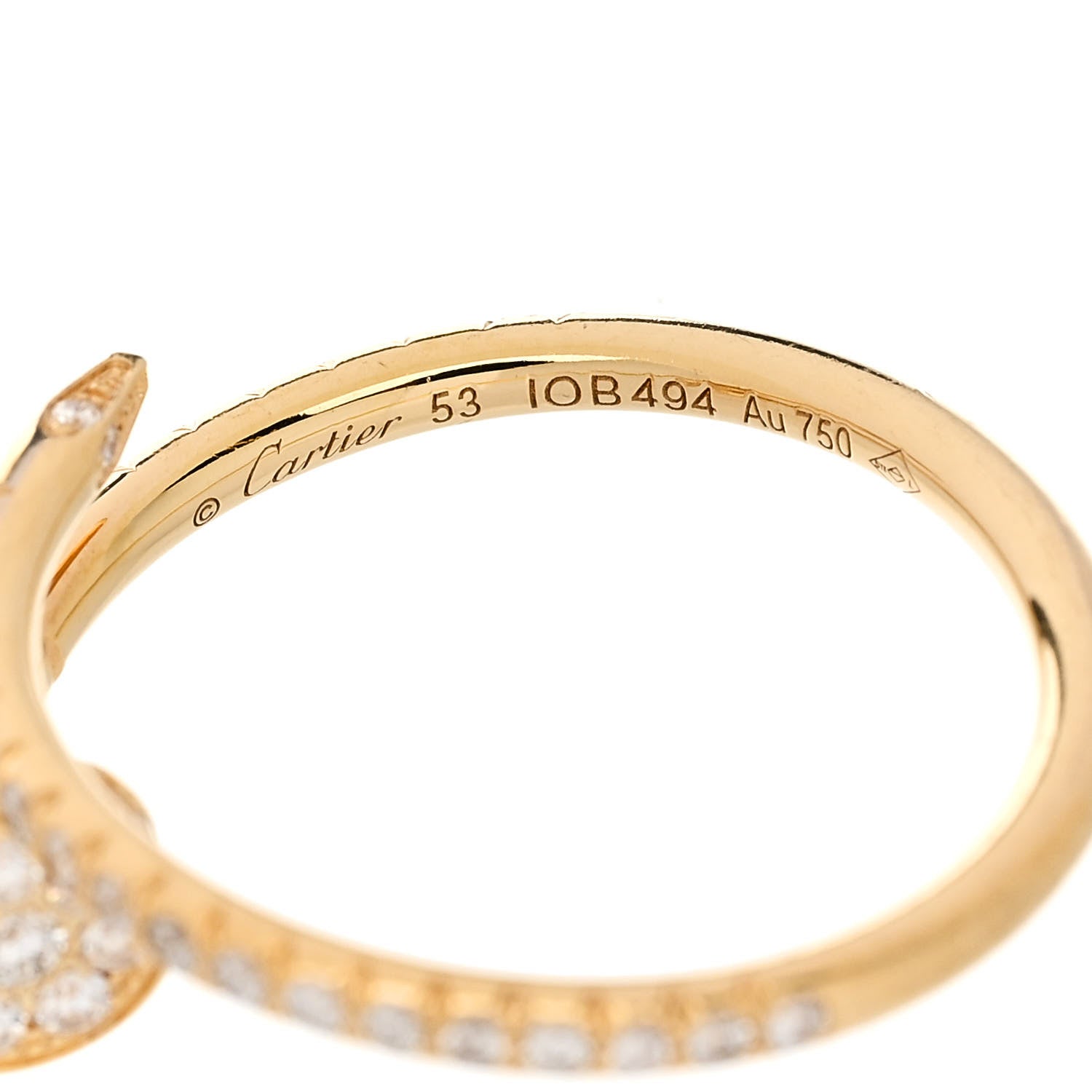 Cartier 18K Yellow Gold Diamond Juste Un Clou Paved Ring 53 6.25 4 of 5