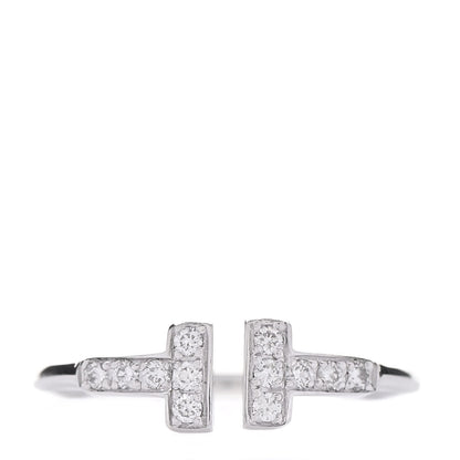 Tiffany 18K White Gold Diamond T Wire Ring 53 6.5 1 of 5