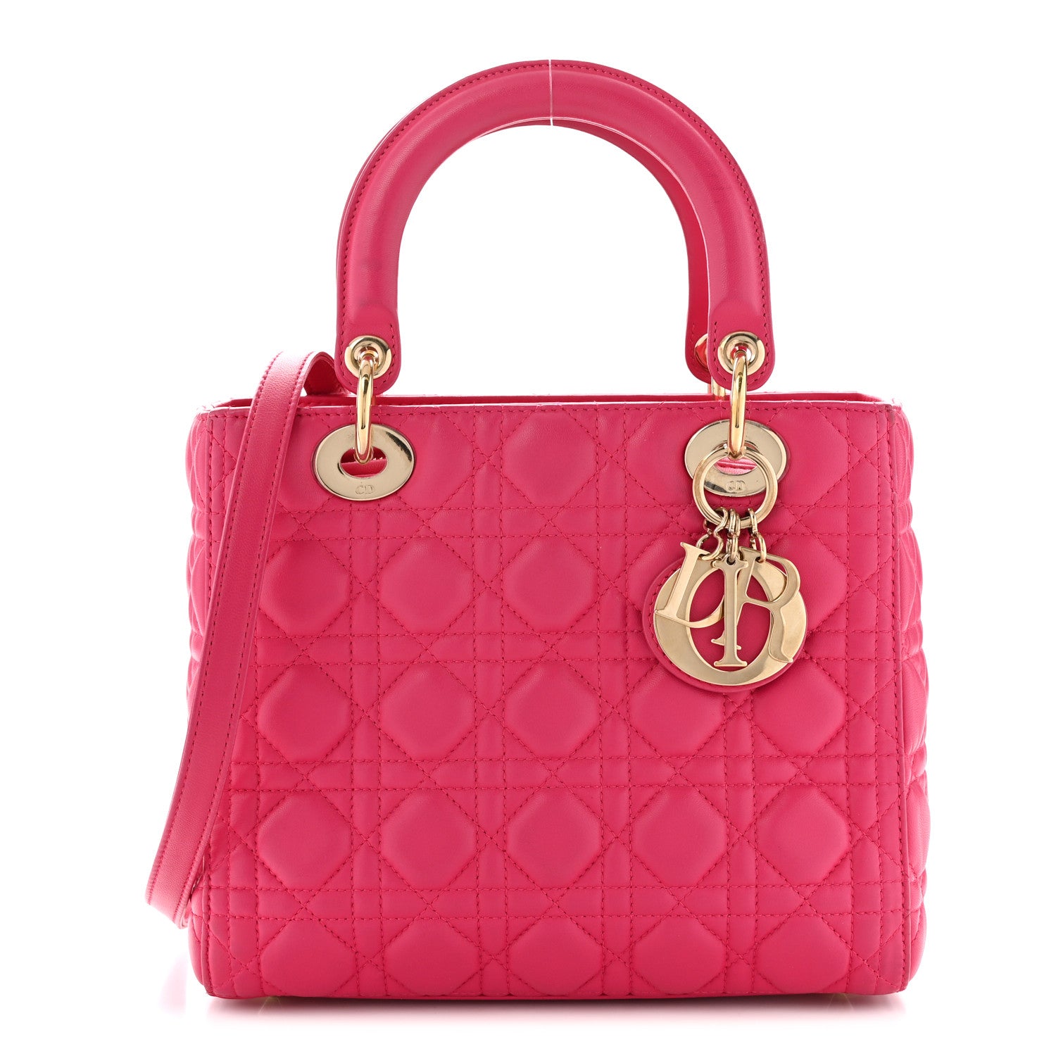 Christian Dior Lambskin Cannage Medium Lady Dior Fuchsia 1 of 12