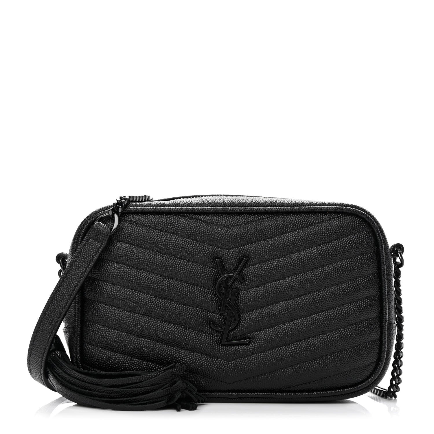 Saint Laurent Grain De Poudre Matelasse Monochrome Monogram Mini Lou Camera Bag Black 1 of 11