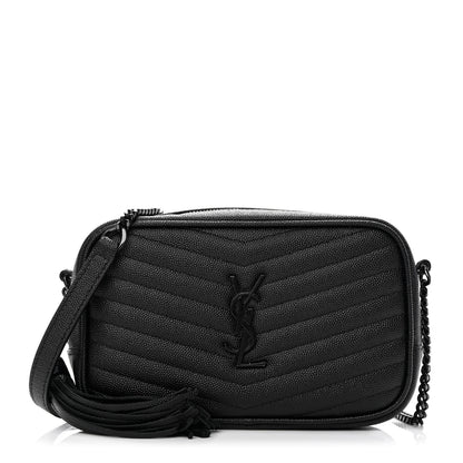 Saint Laurent Grain De Poudre Matelasse Monochrome Monogram Mini Lou Camera Bag Black 1 of 11