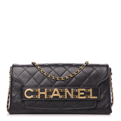 Chanel Calfskin Quilted Enchained Clutch Black 1 of 11