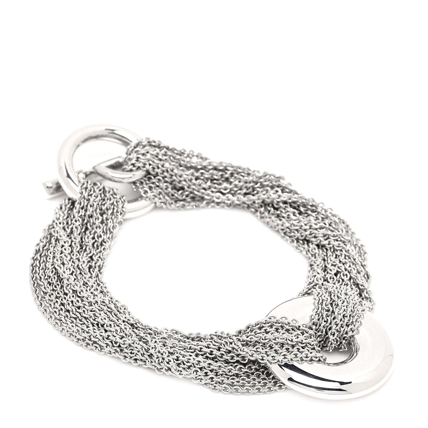 Sterling Silver Multi-Chain Circle Toggle Bracelet