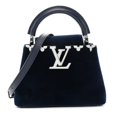 Velvet Crystal Capucines Mini Midnight Blue