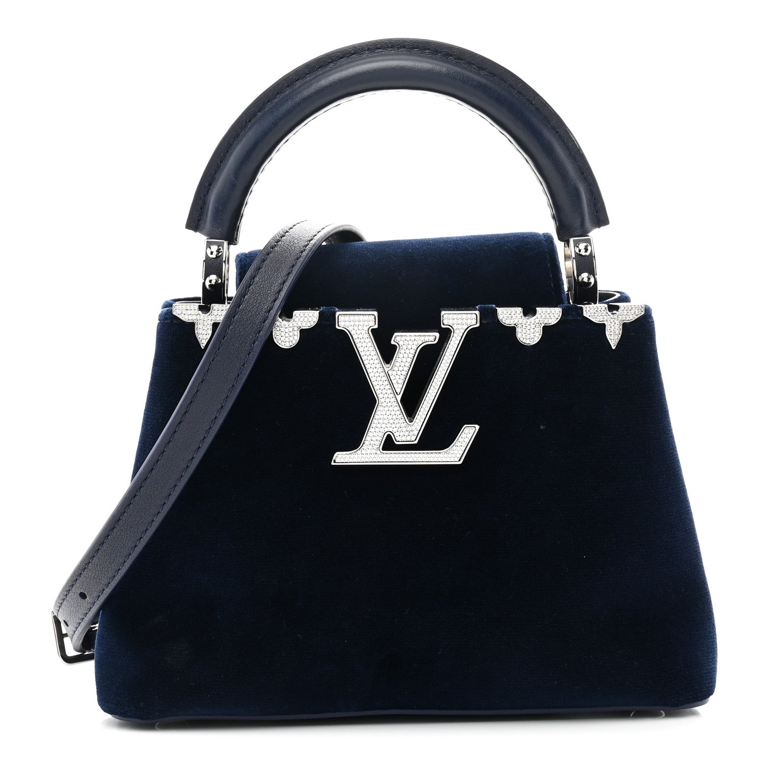 Louis Vuitton Velvet Crystal Capucines Mini Midnight Blue 1 of 9