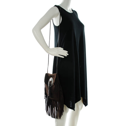 Saint Laurent Suede Fringe Flat Anita Crossbody Bag Coffy Marrone 2 of 8