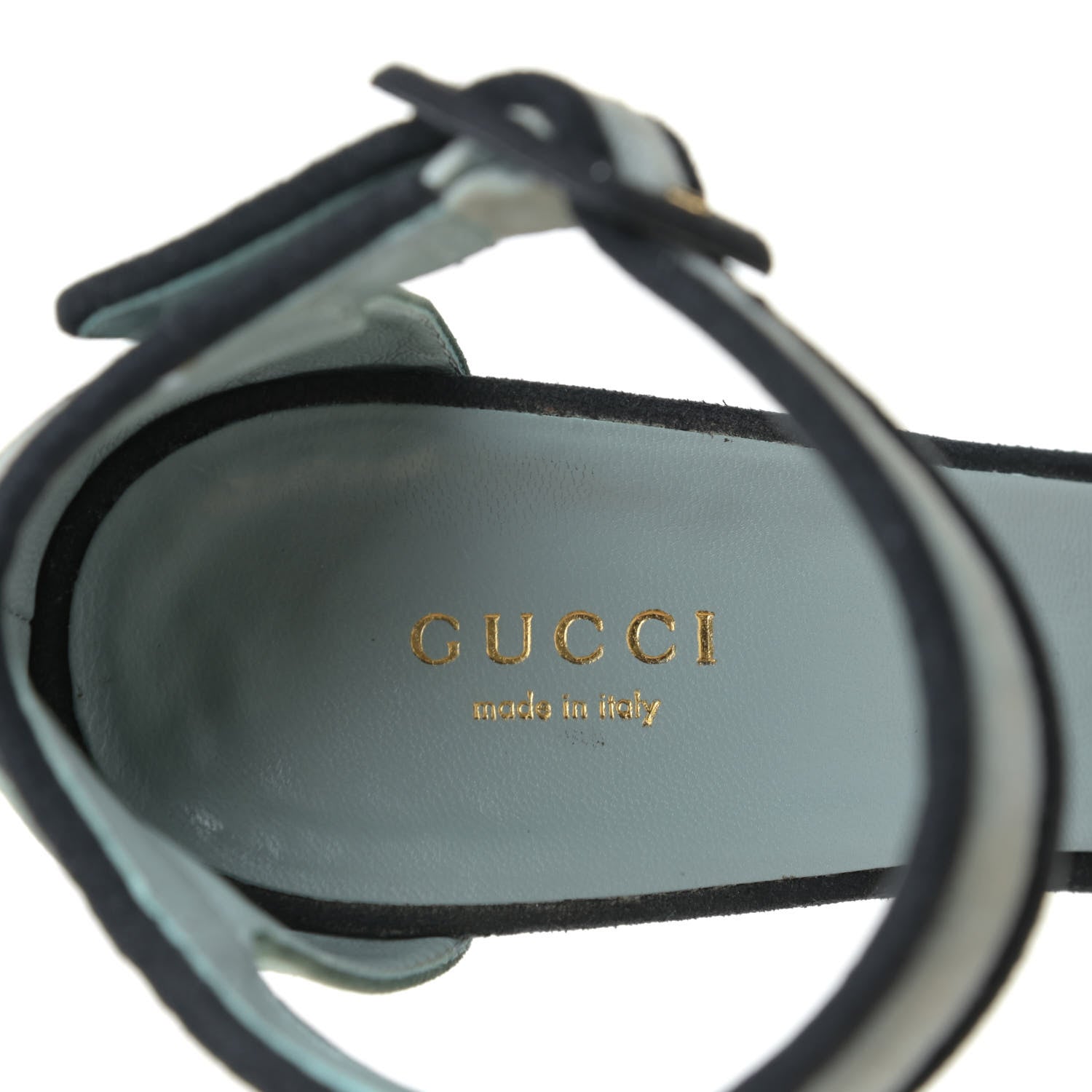 Gucci Suede Dempsey Contrast Ankle Strap Sandals 40 Green Black 12 of 16