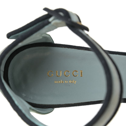 Gucci Suede Dempsey Contrast Ankle Strap Sandals 40 Green Black 12 of 16
