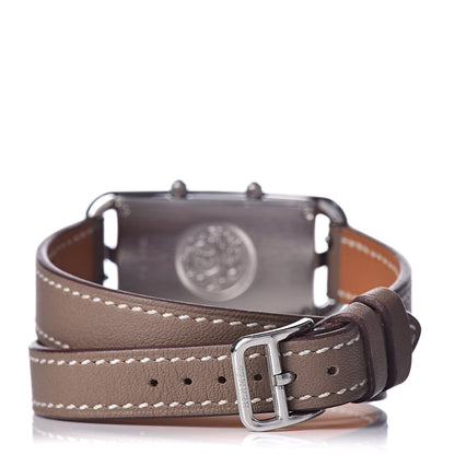 Hermes Stainless Steel Swift 20mm Cape Cod Double Tour Deux Zones Quartz Watch Etoupe 4 of 8