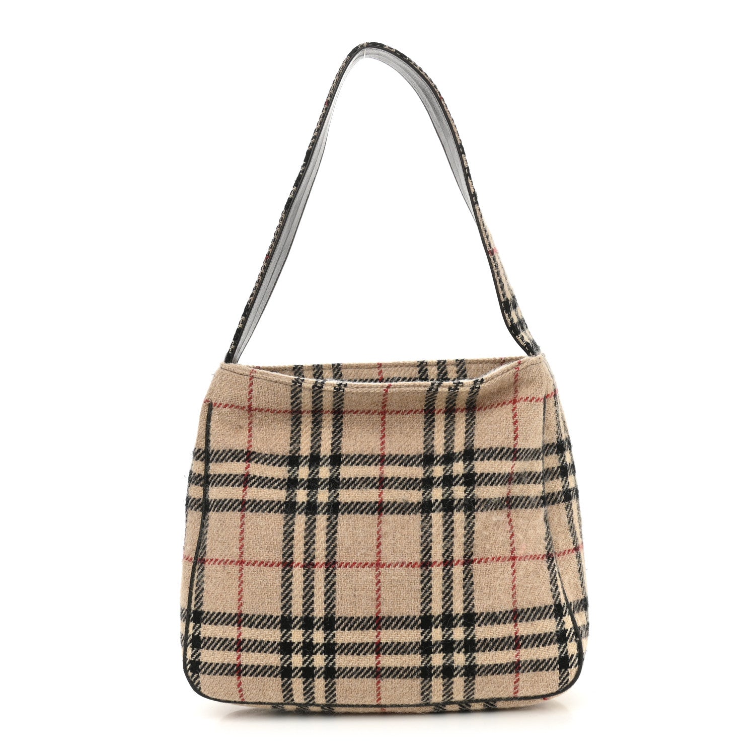 Burberry Wool House Check Shoulder Bag Beige 1 of 11