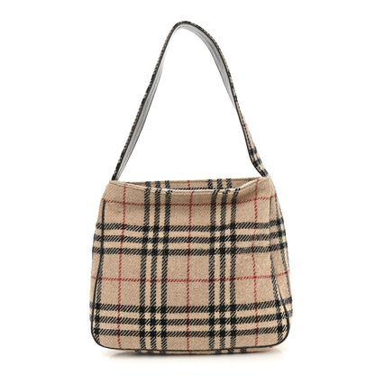 Burberry Wool House Check Shoulder Bag Beige 1 of 11