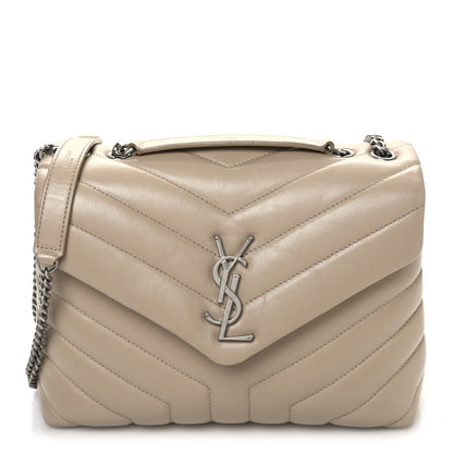 Saint Laurent Calfskin Y Quilted Monogram Small Loulou Chain Satchel Nude Powder 1 of 11