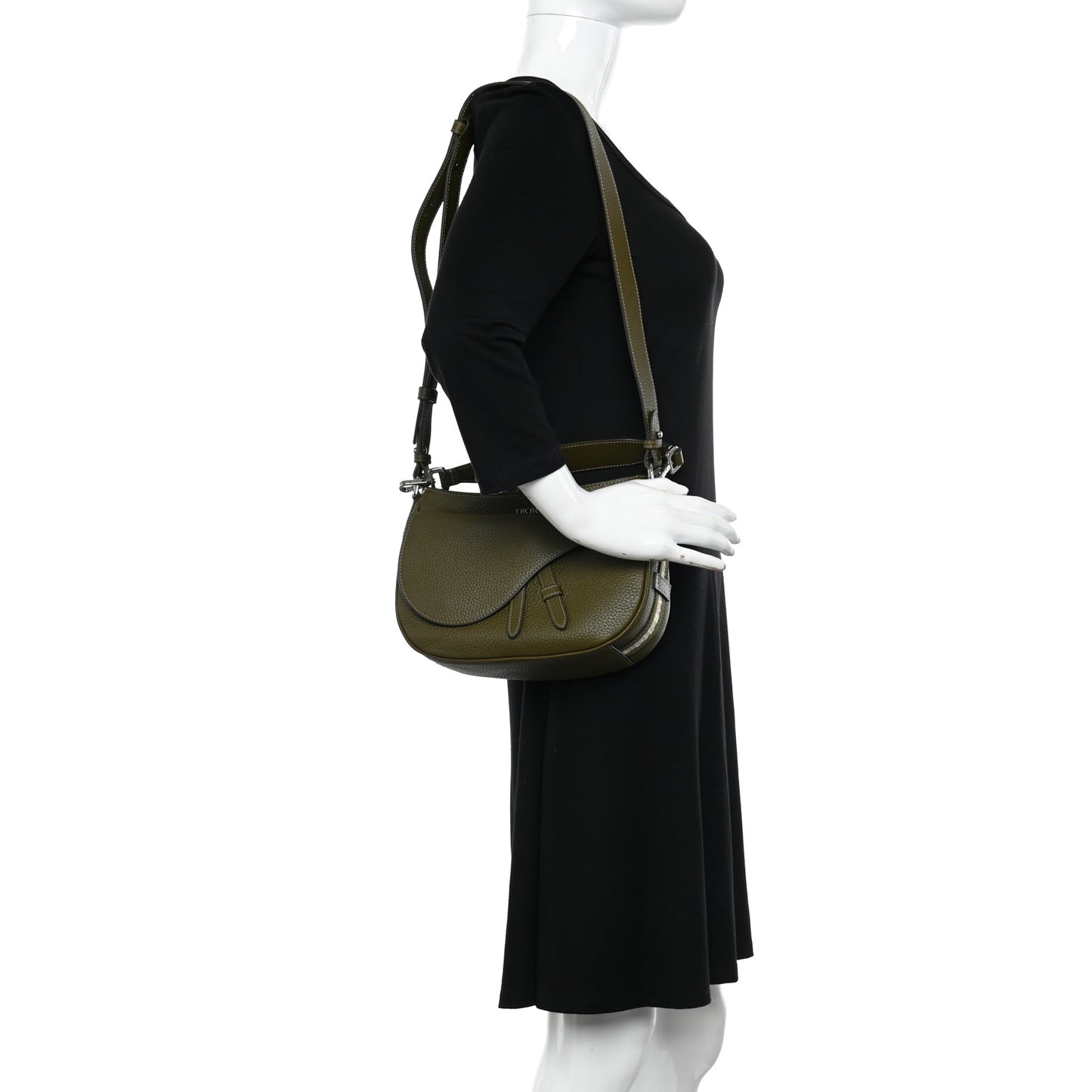 Grained Calfskin Mini Soft Saddle Bag Olive