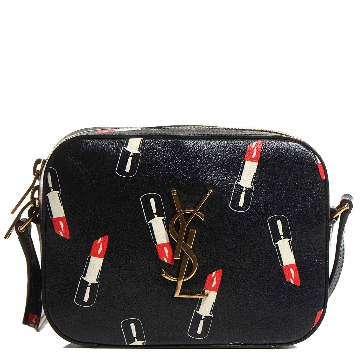 Saint Laurent Monogram Small Lipstick Print Leather Camera Bag Black 1 of 8