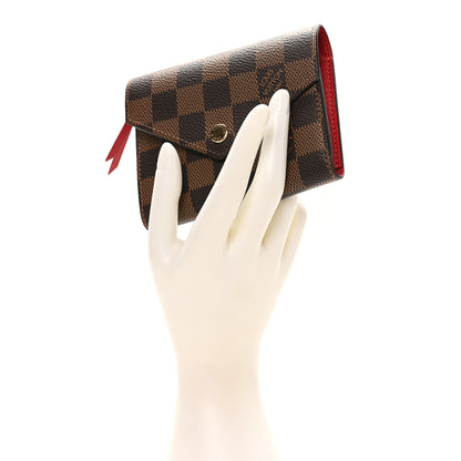 Louis Vuitton Damier Ebene Victorine Wallet Red 2 of 9