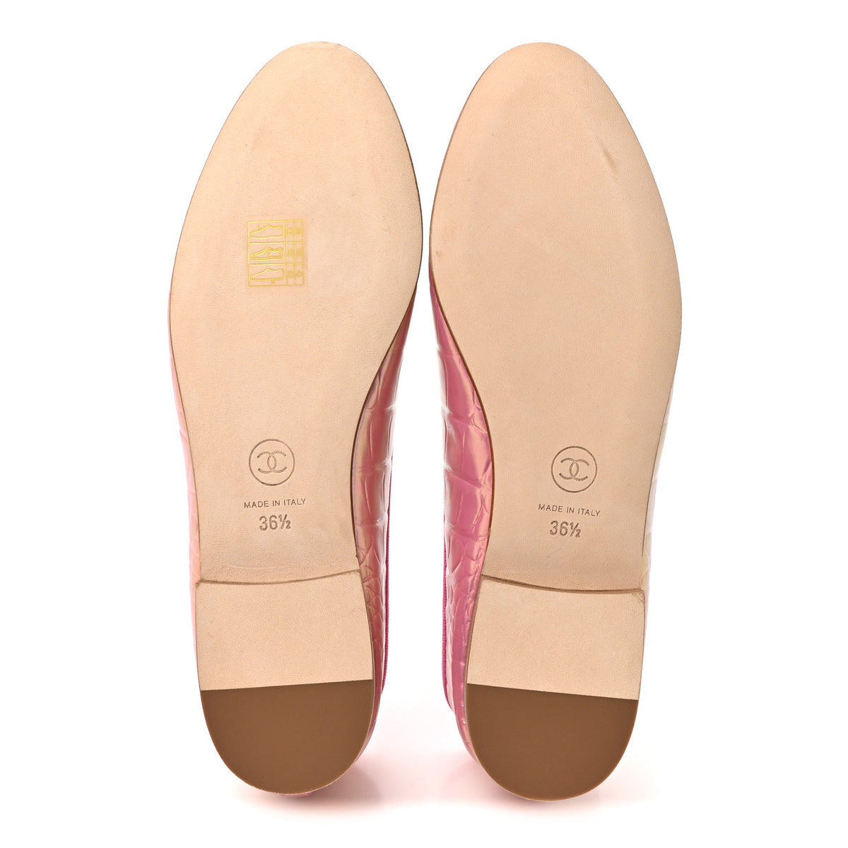 Chanel Iridescent Calfskin Crocodile Embossed Ballerina Flats 36.5 Pink 6 of 10