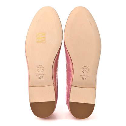 Chanel Iridescent Calfskin Crocodile Embossed Ballerina Flats 36.5 Pink 6 of 10