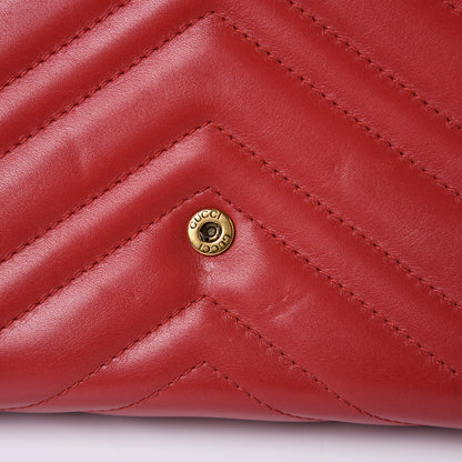 Gucci Calfskin Matelasse GG Marmont Chain Wallet Hibiscus Red 8 of 17