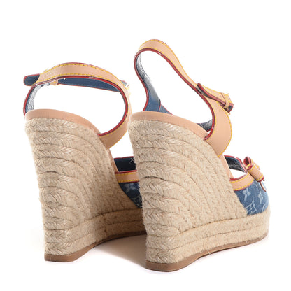 Louis Vuitton Monogram Denim Bow Espadrille Wedges 38 3 of 5