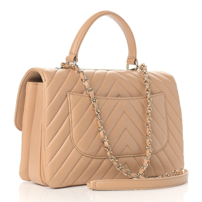 Chanel Lambskin Chevron Quilted Medium Trendy CC Dual Handle Flap Bag Beige 3 of 11