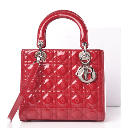 Christian Dior Patent Cannage Medium Lady Dior Red 10 of 11