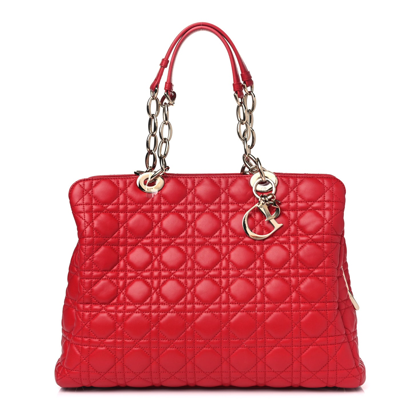 Lambskin Cannage Large Dior Soft Shopping Tote Red