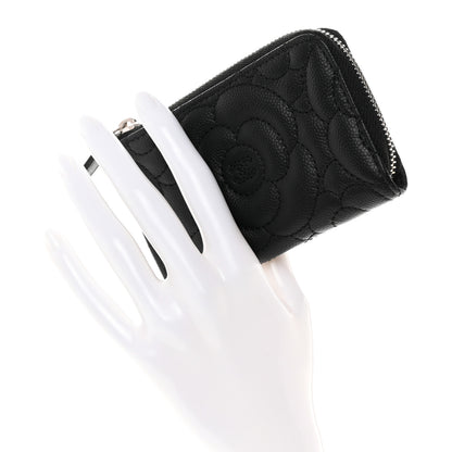 Chanel Caviar Camellia Quilted Key Holder Case Black 2 of 8
