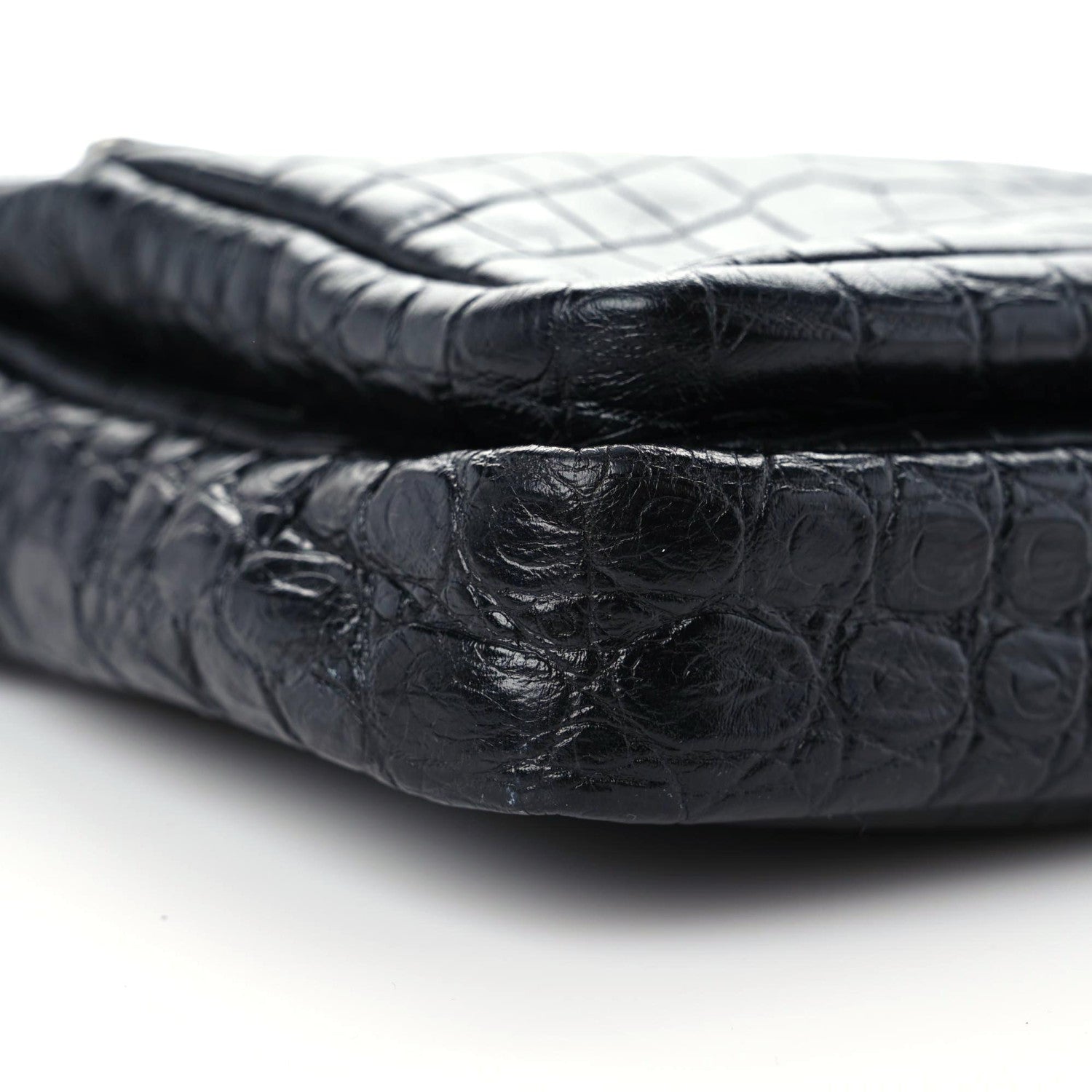 Saint Laurent Calfskin Crocodile Embossed Sid Messenger Bag Black 5 of 10