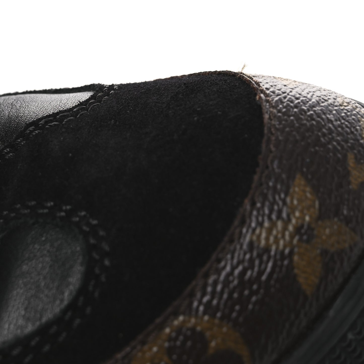 Suede Calfskin Monogram World Tour Platform Desert Boots 36.5 Black