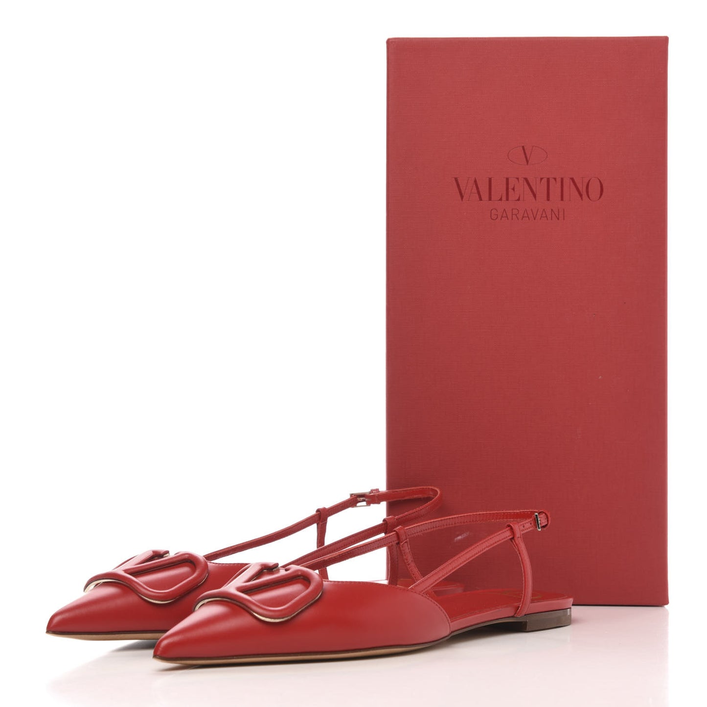Nappa Vlogo Slingback Flats 38 Rouge Pur