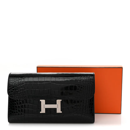 Hermes Shiny Alligator Constance Long Wallet Black 9 of 9