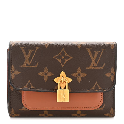 Louis Vuitton Monogram Flower Lock Compact Wallet Caramel 1 of 9