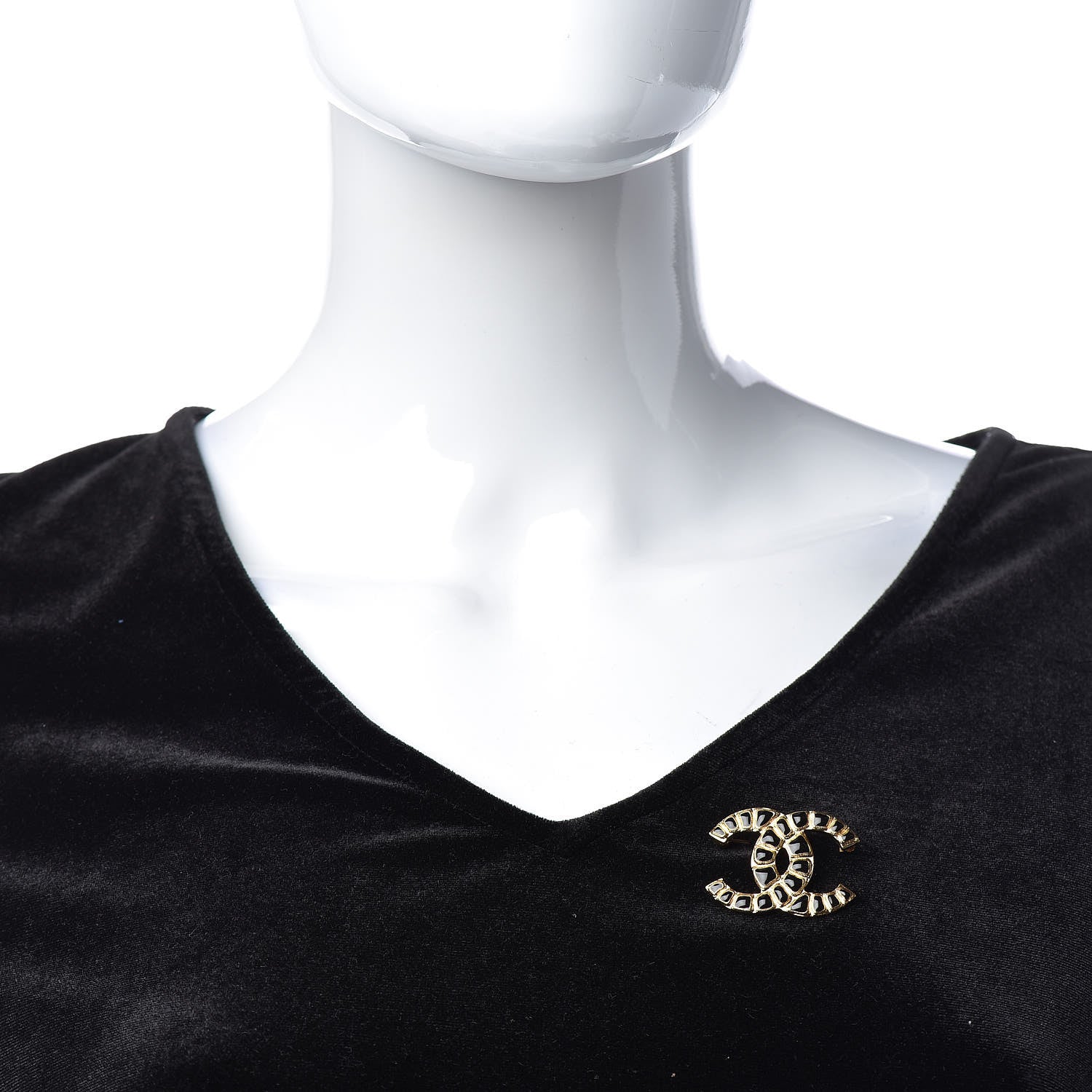 Chanel Gripoix Poured Glass Along The Nile CC Brooch Black Gold 2 of 4