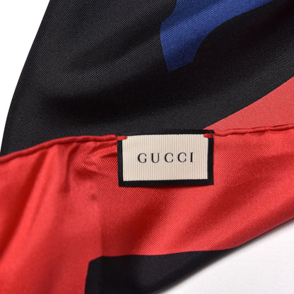 Gucci Silk Gucci Multiworld Square Scarf Black Multicolor 5 of 5