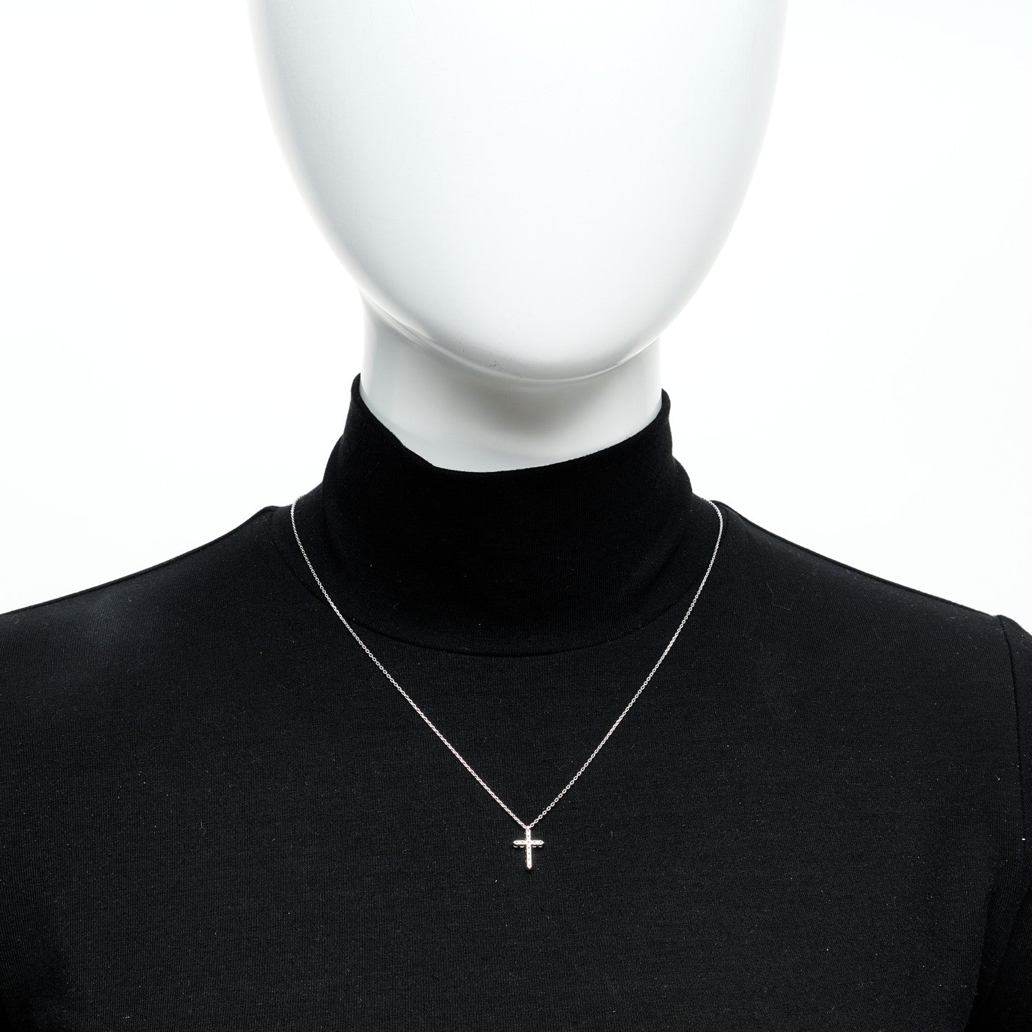 Graff 18K White Gold Diamond Petite Cross Pendant Necklace 2 of 5