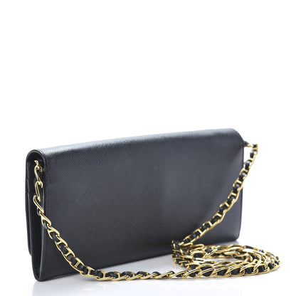 Prada Saffiano Metal Oro Chain Wallet Black 3 of 12