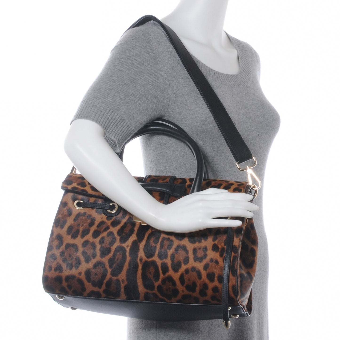 Calf Hair Leopard Print Medium Rosalie Satchel