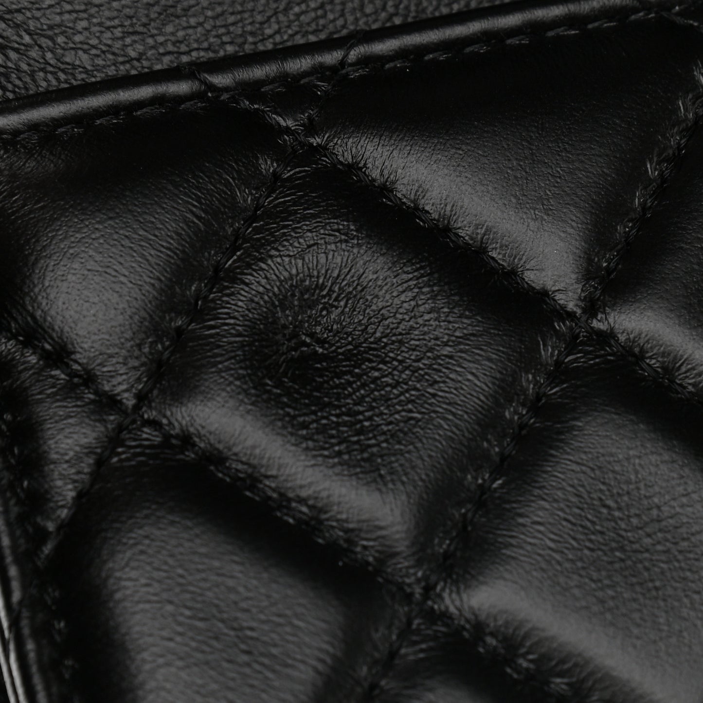Lambskin Quilted Chain Around Wallet On Chain WOC Black