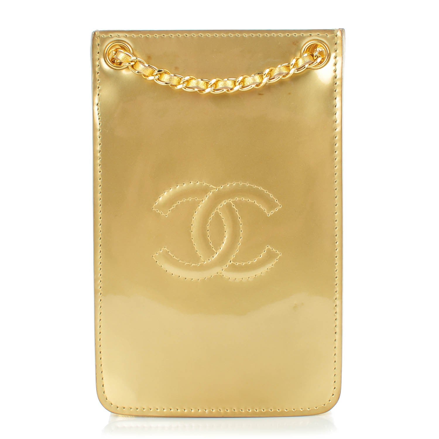 Chanel Patent Crossbody CC Phone Holder Gold 1 of 7