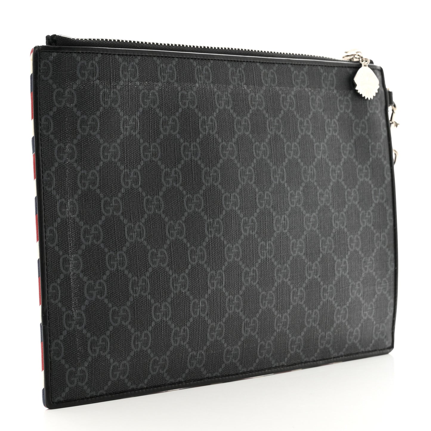 GG Supreme Monogram Night Courrier Zip Wristlet Pouch Black Multicolor