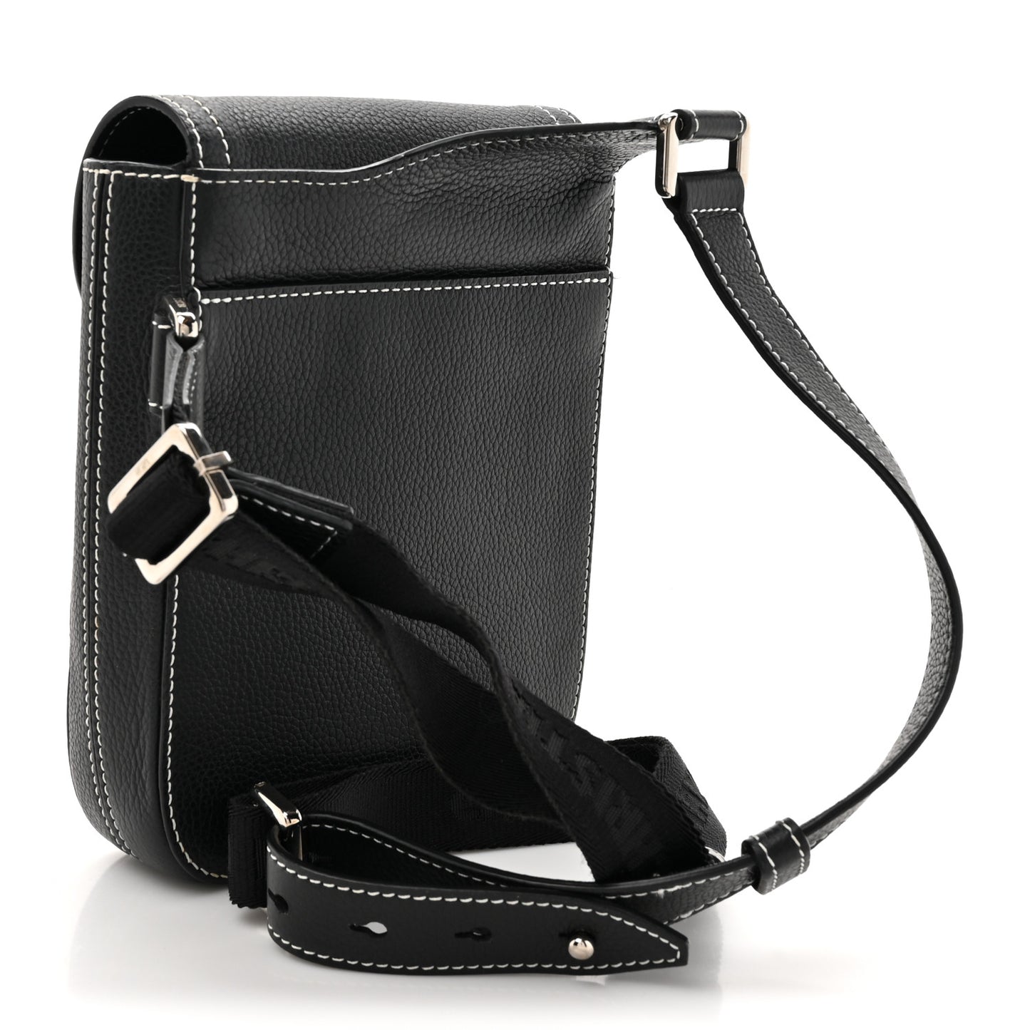X SHAWN STUSSY Grained Calfskin Saddle Messenger Bag Black