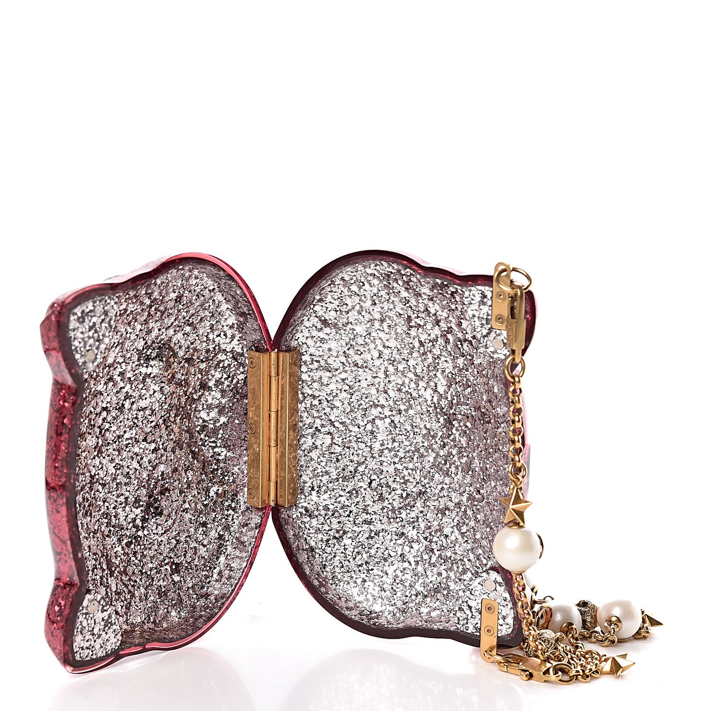 Glitter Plexiglass Kitty Clutch Red