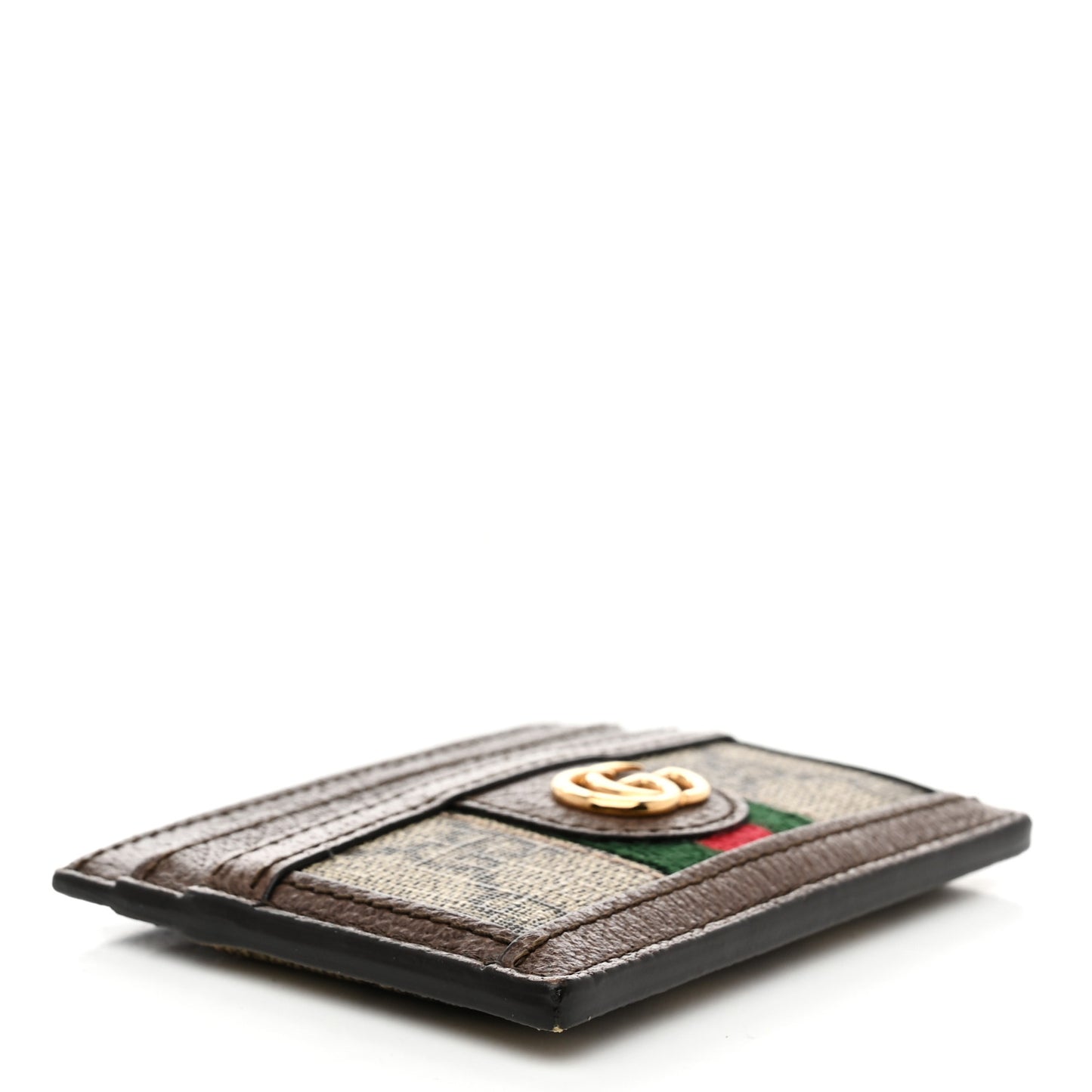 GG Supreme Monogram Ophidia Card Holder Brown