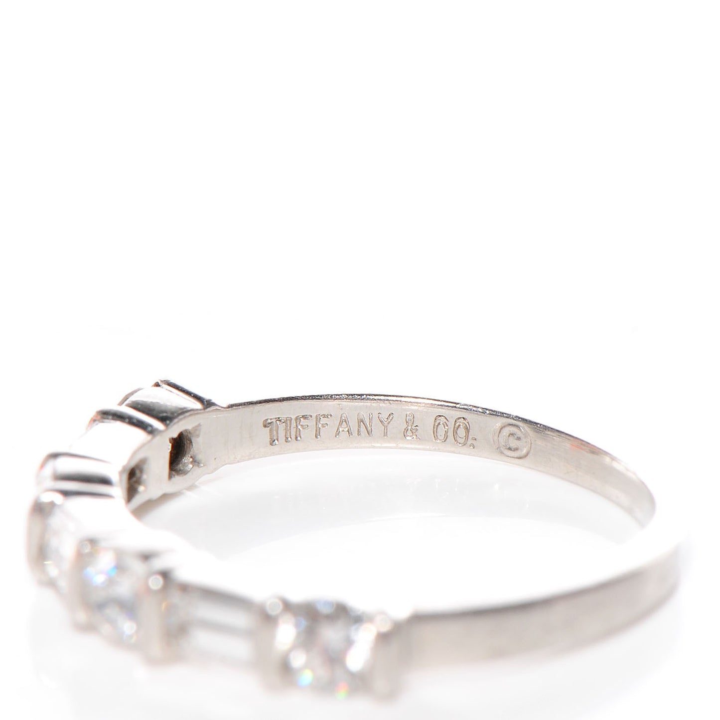 Platinum Diamond Round and Baguette Band Ring 5