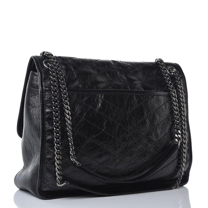Saint Laurent Crinkled Calfskin Matelasse Monogram Large Niki Chain Satchel Black 3 of 8