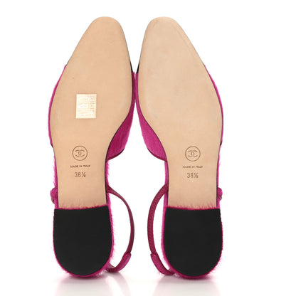 Chanel Pony Hair CC Slingback Sandals 38.5 Fuchsia Black 5 of 8