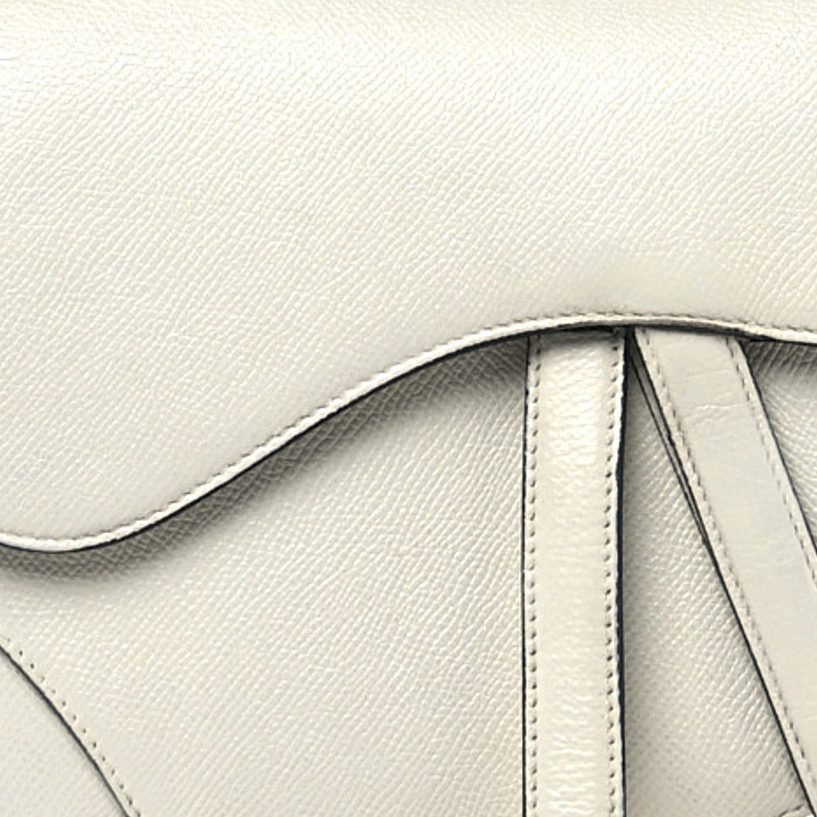 Grained Calfskin Saddle Bag White