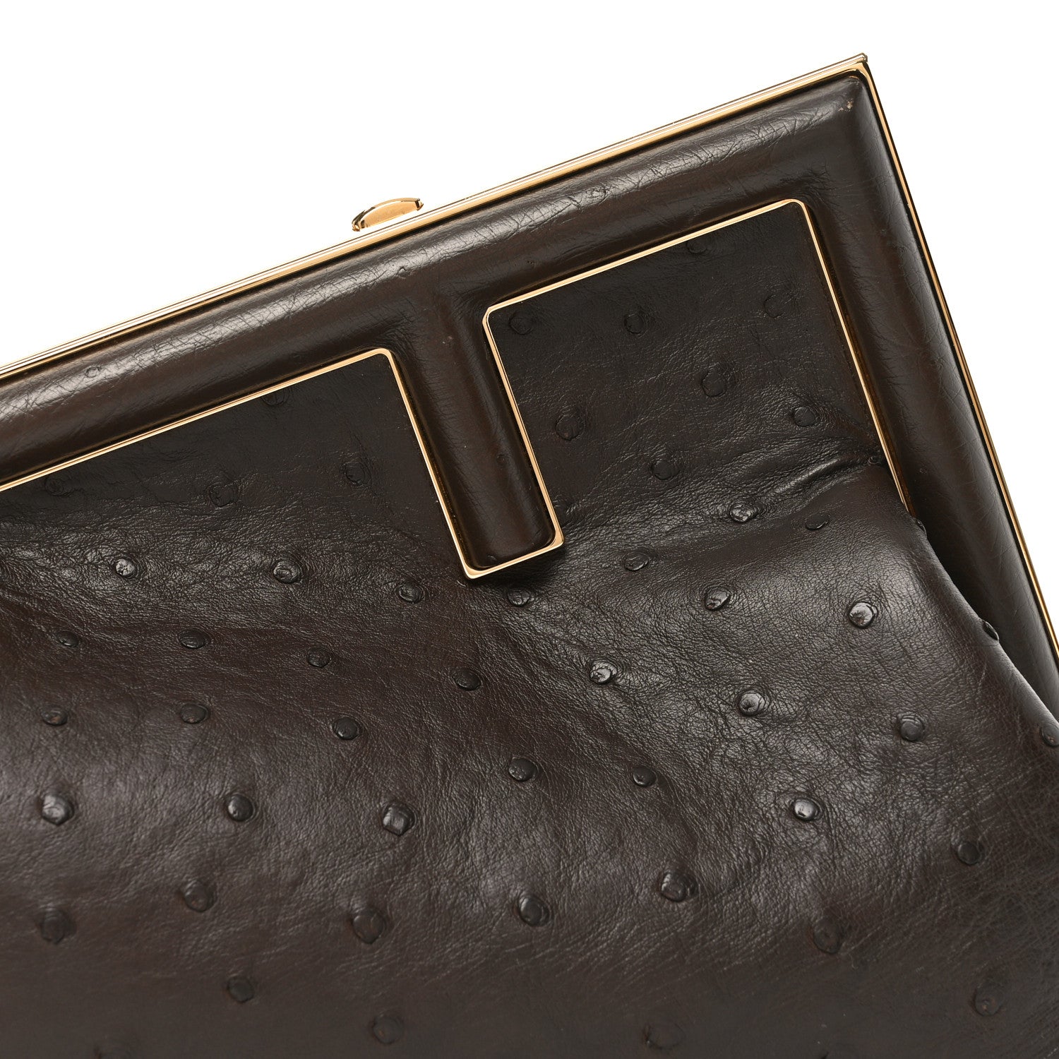 Fendi Ostrich Small Fendi First Dark Coffee 7 of 9