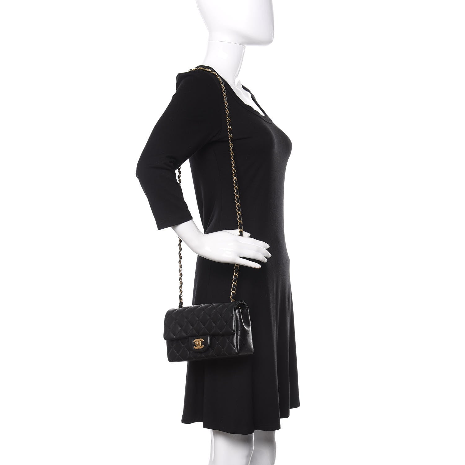 Chanel Lambskin Quilted Mini Rectangular Flap Black 2 of 12
