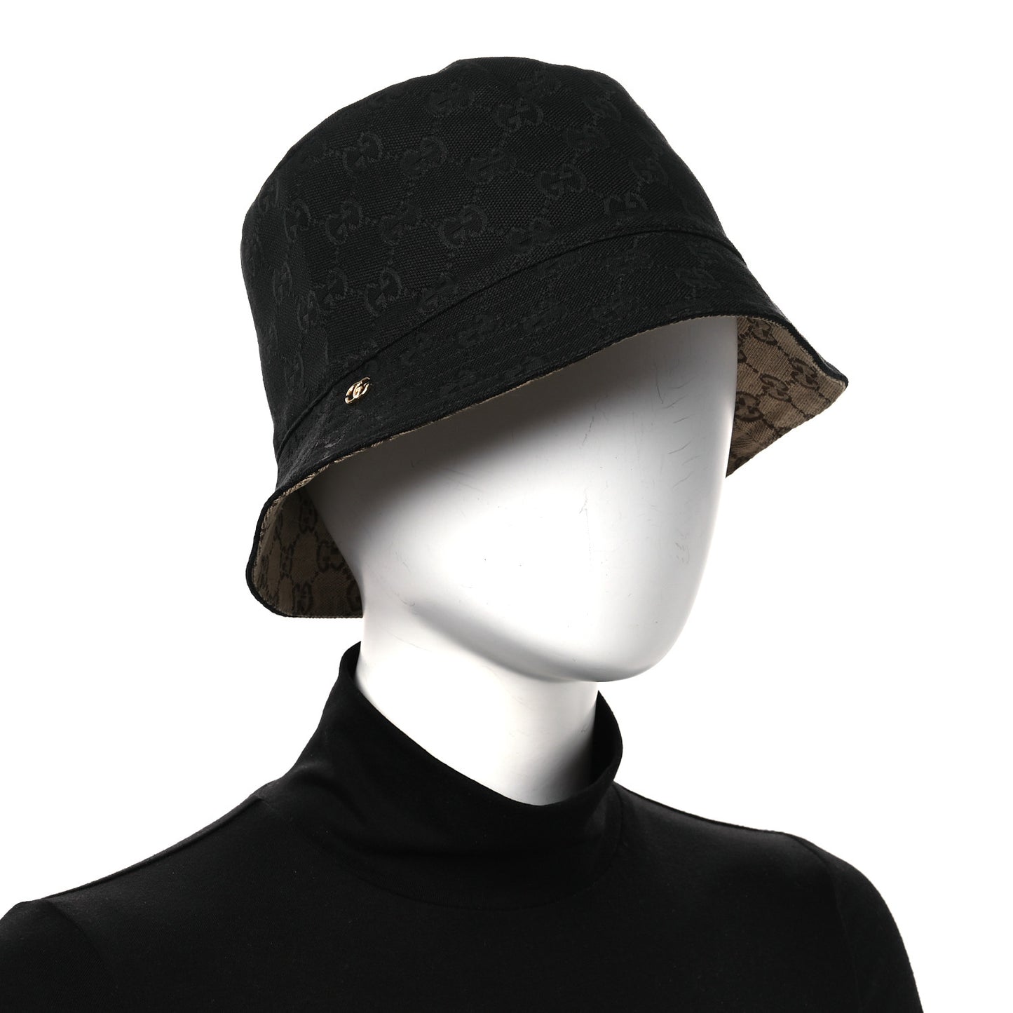 Canvas Monogram Reversible Bucket Hat L Black Beige